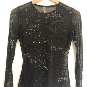 Aritzia Sheer Constellation Long Sleeve Top (XS)